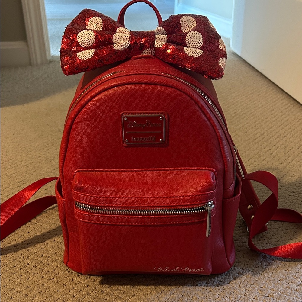 Loungefly Red Backpack with Sequin Bow